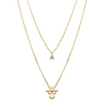 Gratitude & Grace Cubic Zirconia Angel Layered Pendant Necklace