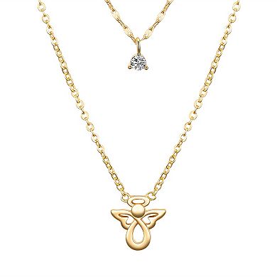 Gratitude & Grace Cubic Zirconia Angel Layered Pendant Necklace