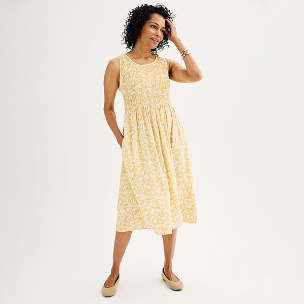 Women's Croft & Barrow® Smocked Swing Midi Dress