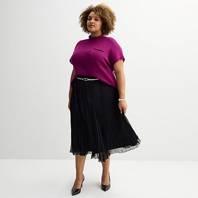 Plus Size Nine West Mockneck Pocket Tee