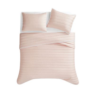 Christian Siriano NY Cotton Sateen Blush Quilt Set with Shams
