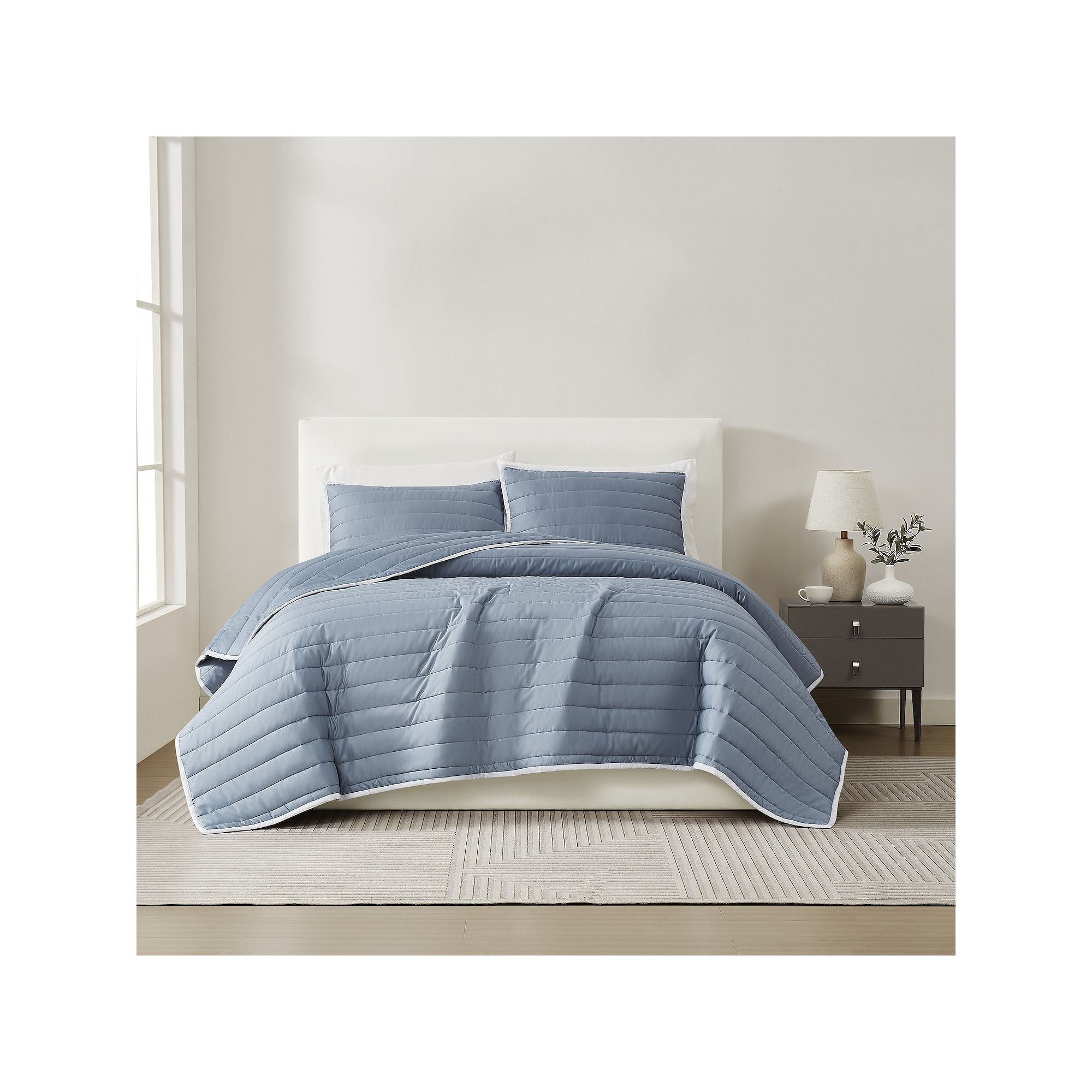 Christian Siriano NY® Cotton Sateen Blush Quilt Set with Shams, Blue
