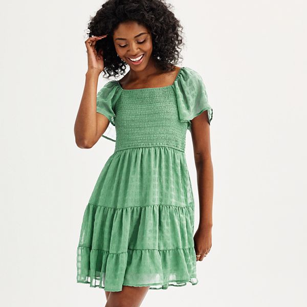Juniors' Rewind Smocked Short Dress