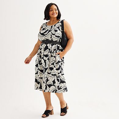 Plus Size Croft & Barrow® Smocked Swing Midi Dress