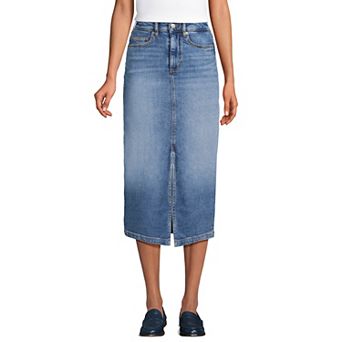 Women's Lands' End Denim Midi Column Skirt