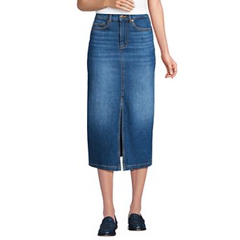 Women's Lands' End Denim Midi Column Skirt