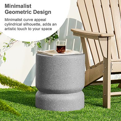 Glitzhome Antique Decorative Garden Stool, Faux Terrazzo Accent Table