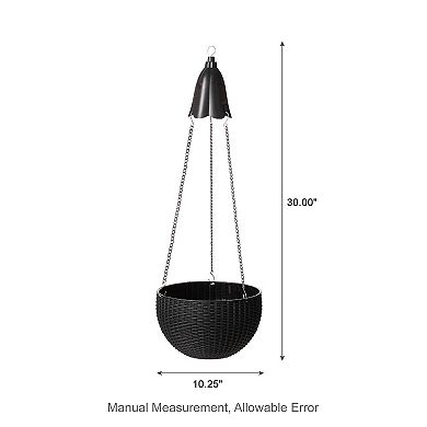 Glitzhome Plastic Hanging Planter With Solar Lights