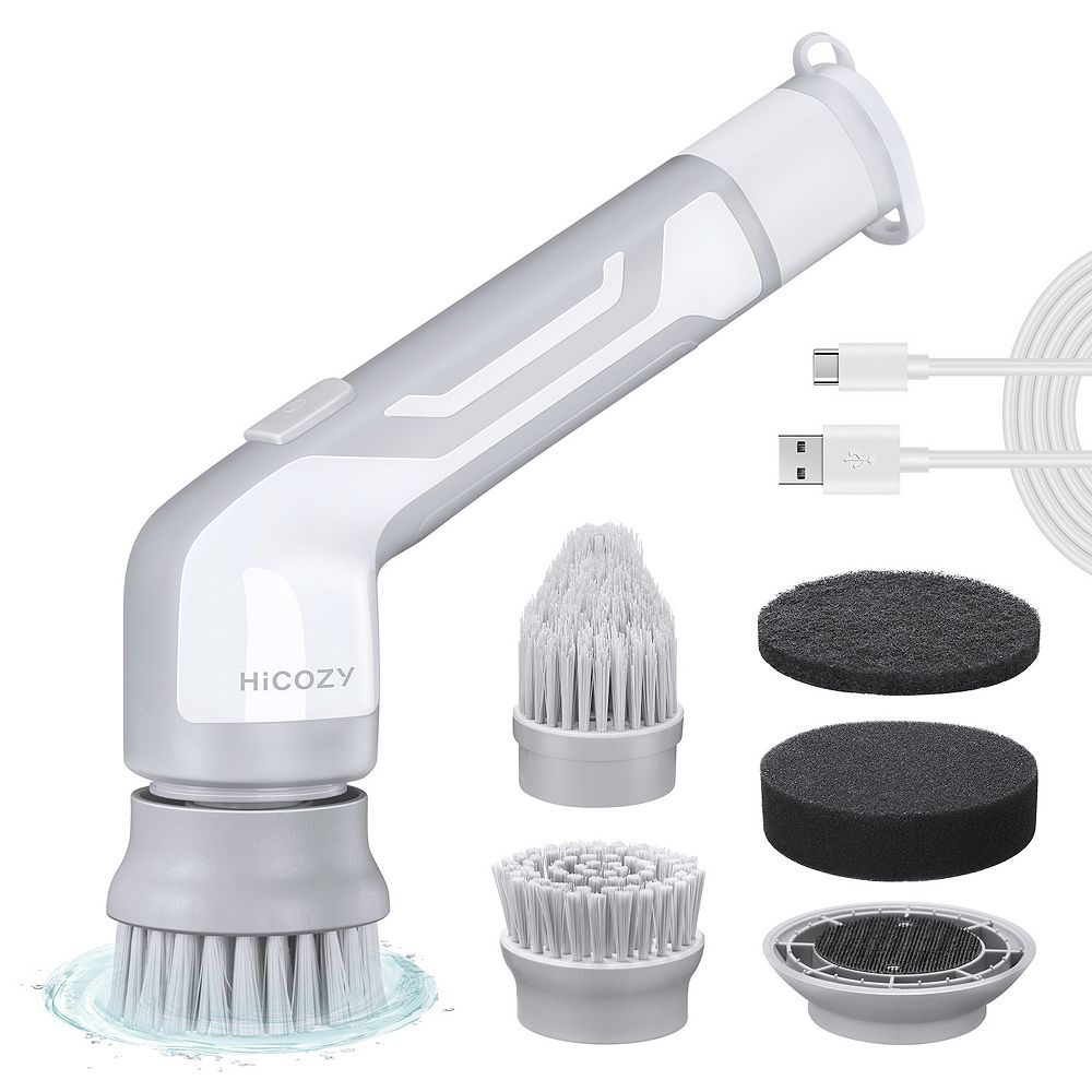 Hicozy Electric Spin Scrubber, Cordless Scrubber, 4 Replaceable