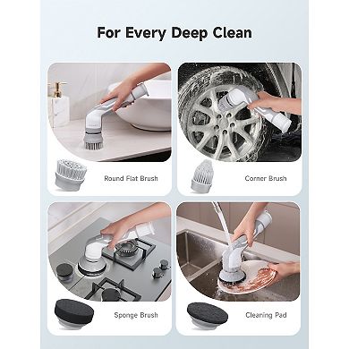 Hicozy Electric Spin Scrubber, Cordless Scrubber, 4 Replaceable Brush Heads Hse1 (gray)