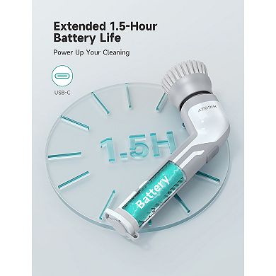 Hicozy Electric Spin Scrubber, Cordless Scrubber, 4 Replaceable Brush Heads Hse1 (gray)