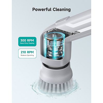 Hicozy Electric Spin Scrubber, Cordless Scrubber, 4 Replaceable