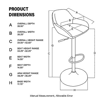 Glitzhome Mid Century Modern Bar Stool