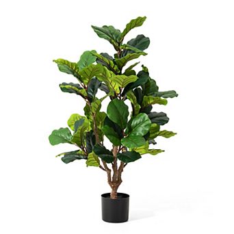 Glitzhome 3.5ft Artificial Fiddle Leaf Fig Tree For Home Decor In Pot