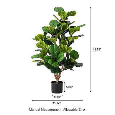 Glitzhome 3.5ft Artificial Fiddle Leaf Fig Tree For Home Decor In Pot