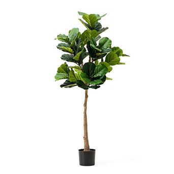 Glitzhome 5ft Faux Fiddle Leaf Fig Plant In Pot