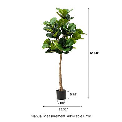 Glitzhome 5ft Faux Fiddle Leaf Fig Plant In Pot