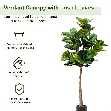 Glitzhome 5ft Faux Fiddle Leaf Fig Plant In Pot