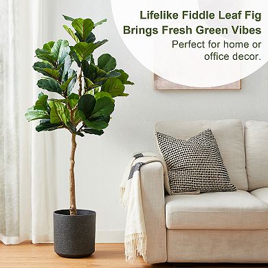 Glitzhome 5ft Faux Fiddle Leaf Fig Plant In Pot