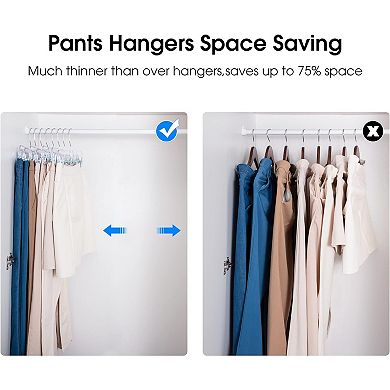 HOUSE DAY 14 inch Plastic Pant & Skirt Hangers with Adjustable Clips