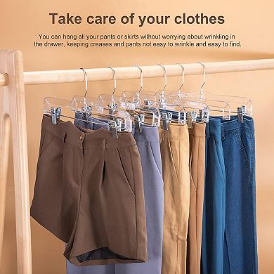 HOUSE DAY 14 inch Plastic Pant & Skirt Hangers with Adjustable Clips