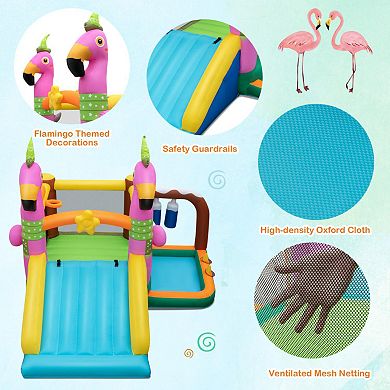 7-in-1 Flamingo Inflatable Bounce House With Slide Without Blower