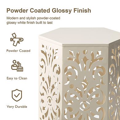 Glitzhome Outdoor Side Tables Set Of 2 Decorative Garden Stools