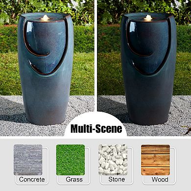 Glitzhome Oversized Ceramic Vase Outdoor Water Fountain