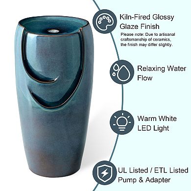 Glitzhome Oversized Ceramic Vase Outdoor Water Fountain