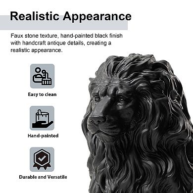 Glitzhome Guardian Lion Garden Statue Outdoor Sculpture Decoration