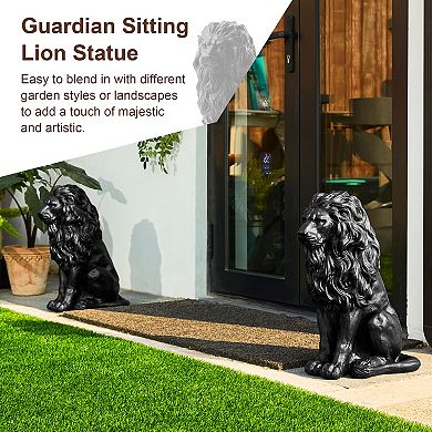 Glitzhome Guardian Lion Garden Statue Outdoor Sculpture Decoration