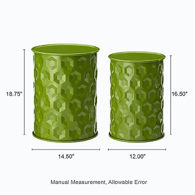 Glitzhome Outdoor Side Tables Set Of 2, Decorative Garden Stools/accent Table/plant Stand