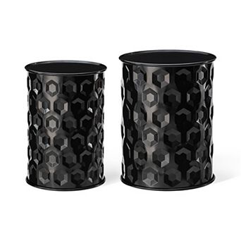 Glitzhome Outdoor Side Tables Set Of 2, Decorative Garden Stools/accent Table/plant Stand