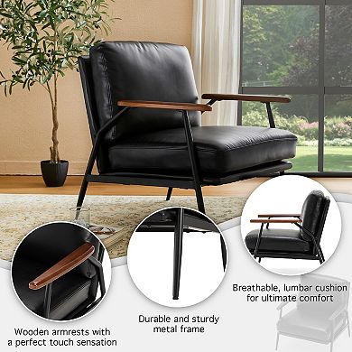 Glitzhome Mid-century Leatherette Accent Armchair