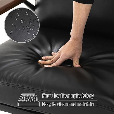 Glitzhome Mid-century Leatherette Accent Armchair