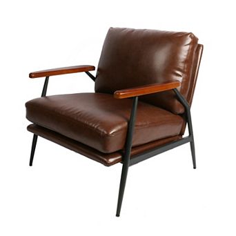 Glitzhome Mid-century Leatherette Accent Armchair