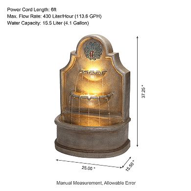 Glitzhome Outdoor Garden Water Fountain With Led Lights And Pump