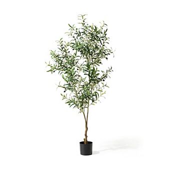 Glitzhome 6ft Artificial Olive Tree With Pot For Indoor & Outdoor Decoration