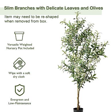 Glitzhome 6ft Artificial Olive Tree With Pot For Indoor & Outdoor Decoration