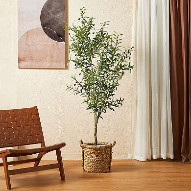 Glitzhome 6ft Artificial Olive Tree With Pot For Indoor & Outdoor Decoration