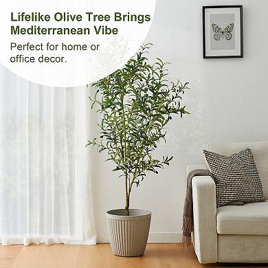 Glitzhome 6ft Artificial Olive Tree With Pot For Indoor & Outdoor Decoration