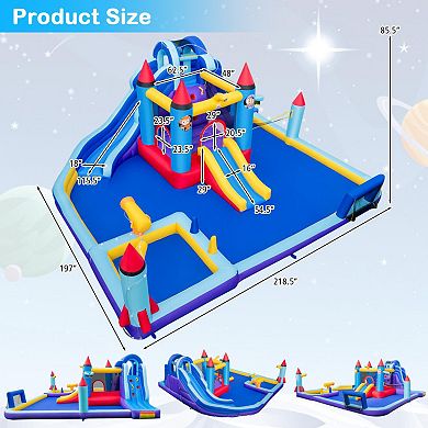 Rocket Theme Inflatable Water Slide Park With 1100w Blower