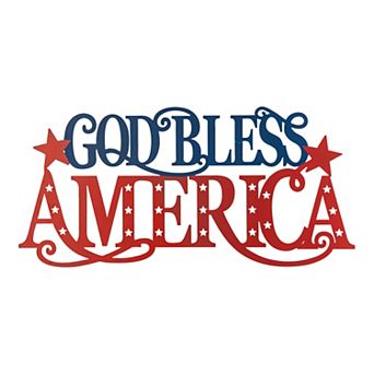 Glitzhome 24"l Metal Patriotic "god Bless America" Wall Decor Sign