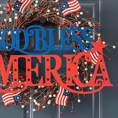 Glitzhome 24"l Metal Patriotic "god Bless America" Wall Decor Sign