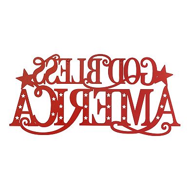 Glitzhome 24"l Metal Patriotic "god Bless America" Wall Decor Sign