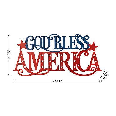 Glitzhome 24"l Metal Patriotic "god Bless America" Wall Decor Sign