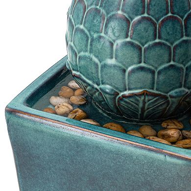 Glitzhome Ceramic Outdoor Water Fountain With Led Light