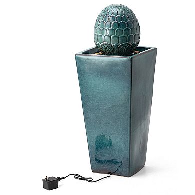 Glitzhome Ceramic Outdoor Water Fountain With Led Light