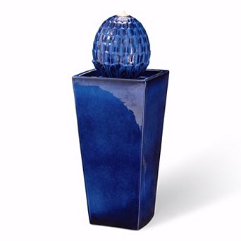 Glitzhome Ceramic Outdoor Water Fountain With Led Light