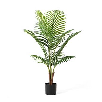 Glitzhome Artificial Areca Palm Tree - 3.6ft Faux Tropical Palm Plant With 4 Trunks In Pot